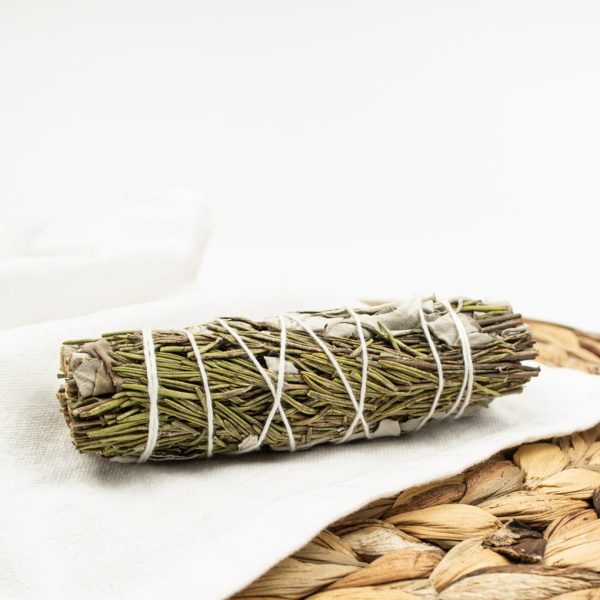 White Sage & Rosemary Smudging Kit with Real Marble Dish - Image 3