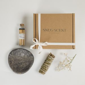 White Sage & Rosemary Smudging Kit with Real Marble Dish
