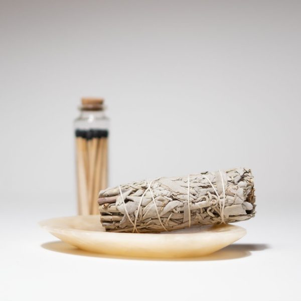 White Sage & Cedar Smudging Kit with Real Marble Dish - Image 9