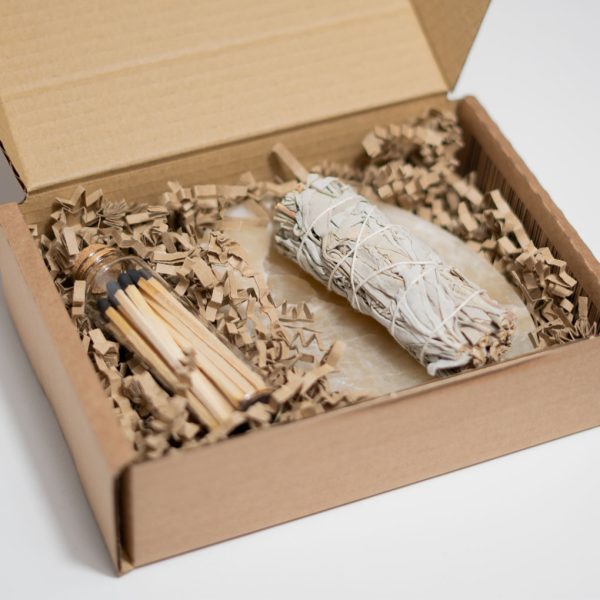 White Sage & Cedar Smudging Kit with Real Marble Dish - Image 2