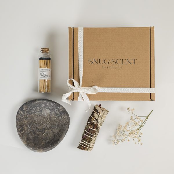 White Sage & Peppermint Smudging Kit with Real Marble Dish