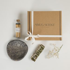 White Sage & Cedar Smudging Kit with Real Marble Dish