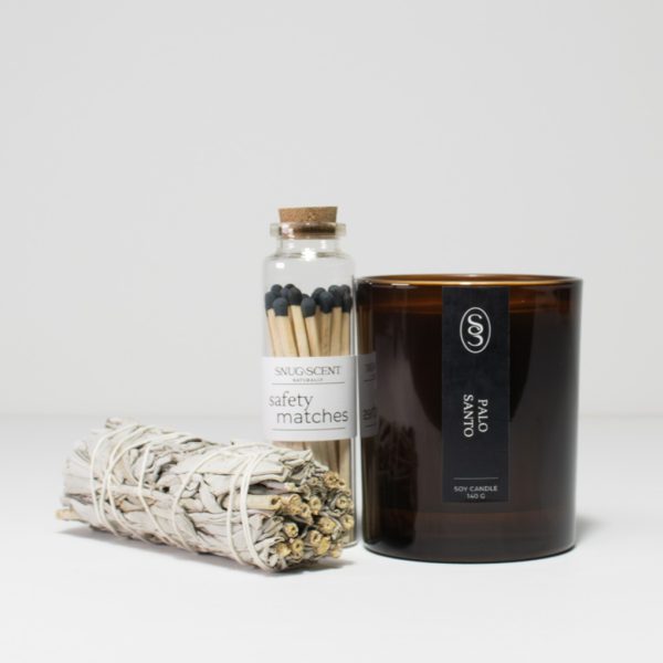 Pure Palo Santo Oil Candle and White Sage Stick Set - Image 8