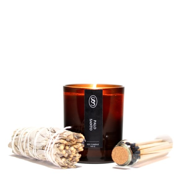 Pure Palo Santo Oil Candle and White Sage Stick Set - Image 4